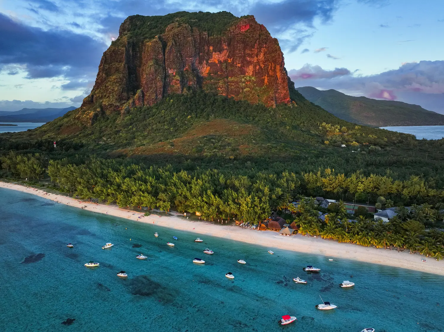 Le Morne Brabant rising over the Mauritius coastline